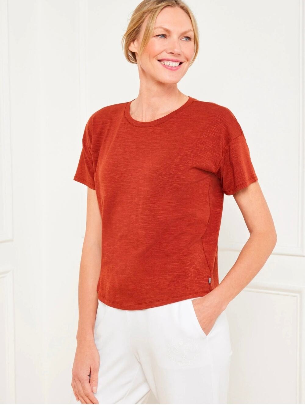 T by Talbots Pleat Back Short Sleeve Tee Size Large